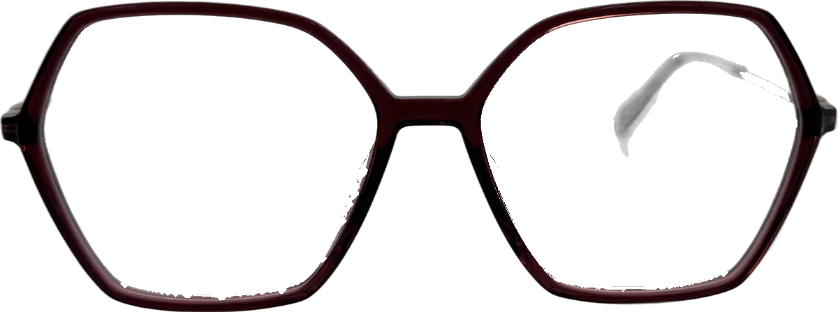 Tommy Hilfiger Hexagonal Acetate Eyeglasses, Burgundy frame