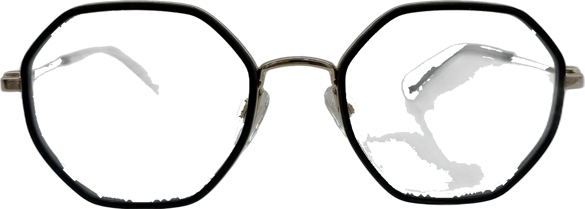 Tommy Hilfiger Octagonal Acetate And Metal Eyeglasses, Black And Gold frame