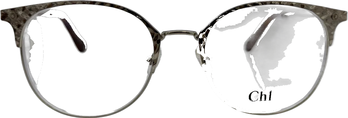 Chloé Round Browline Metal Eyeglasses, Silver frame