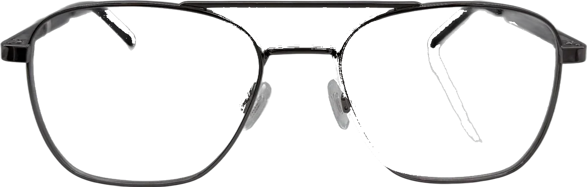 HUGO Double-bridge Metal Eyeglasses, Gunmetal frame