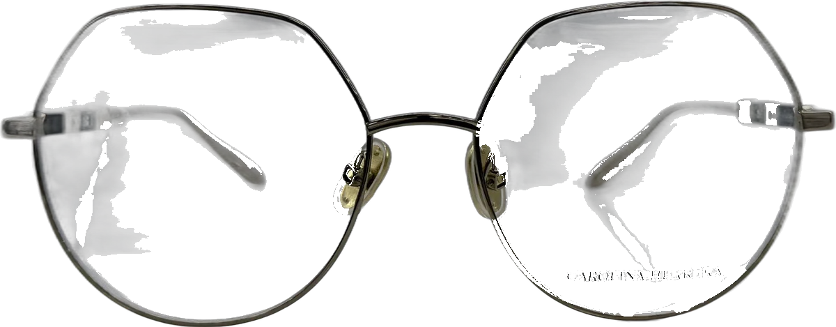 Carolina Herrera Geometric Titanium Eyeglasses, Silver frame