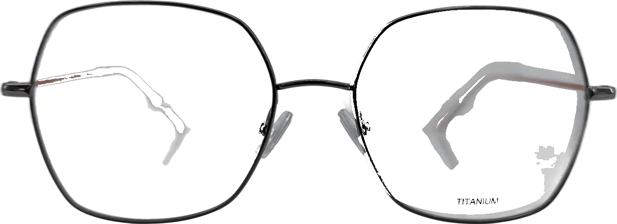 BOSS Geometric Titanium Eyeglasses, Gunmetal frame