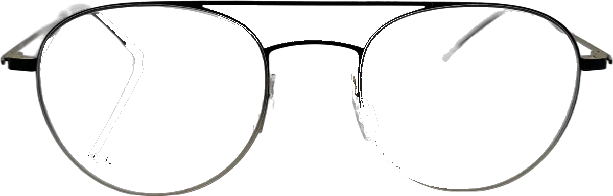 MEC Double-bridge Round Metal Eyeglasses, Black And Silver frame