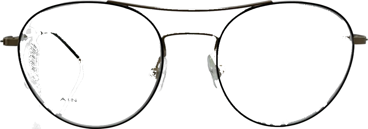 Morel Double-bridge Round Metal Eyeglasses, Black And Bronze frame