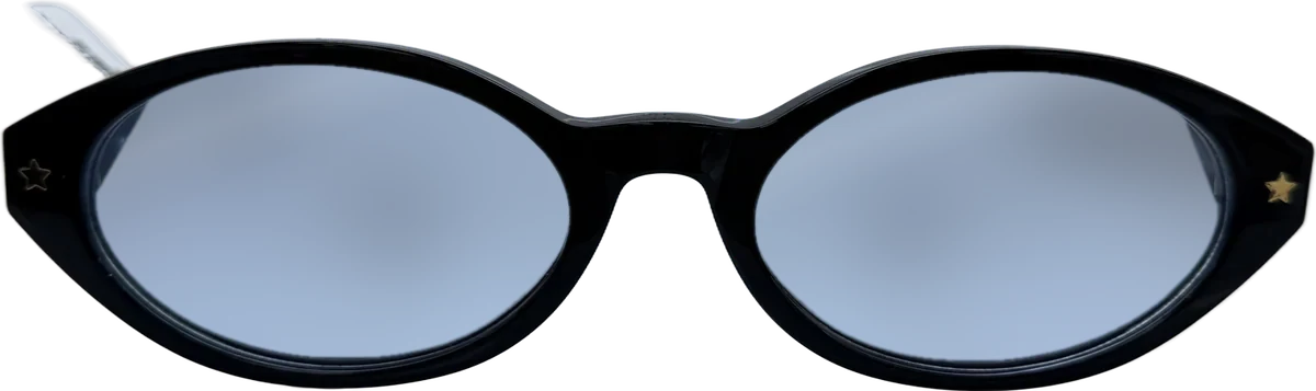 Designer Collection Oval Acetate With Star Studs Sunglasses, Black frame