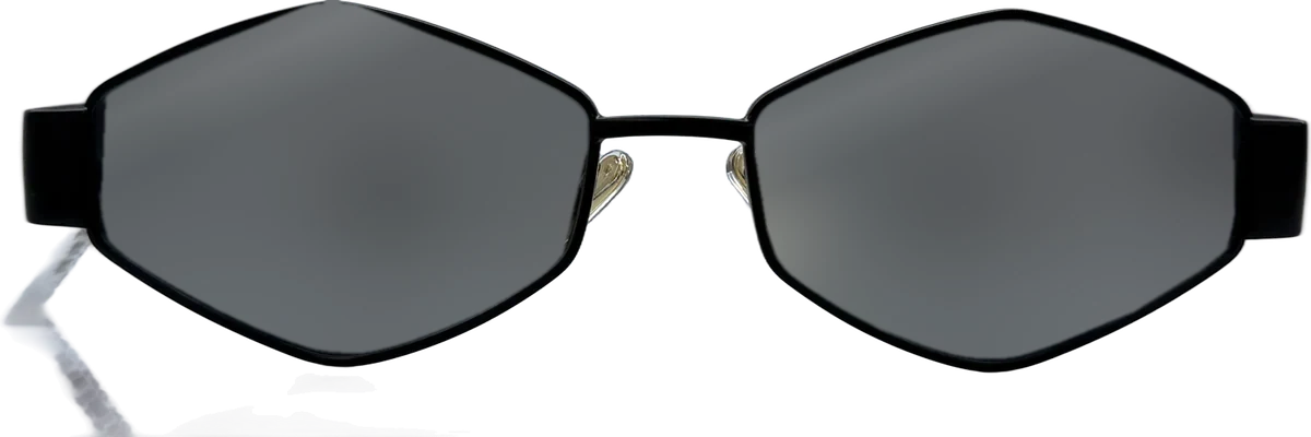 Designer Collection Hexagonal Metal Sunglasses, Black frame